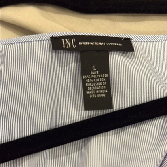 INC International Concepts Red and Blue Embellished Wrap Blouse - Picture 2 of 5